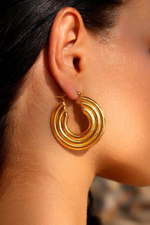 Anabel Ribbed Hoop Earrings